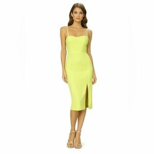 Dress the Population Lime Green Slip Midi Dress Minimalist Occasion Dress Size S